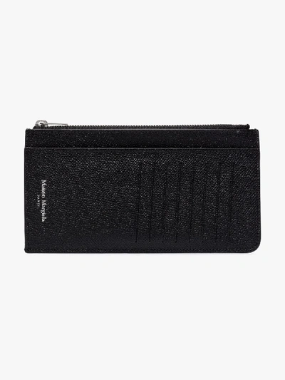 Shop Maison Margiela Black Four-stitch Leather Card Holder