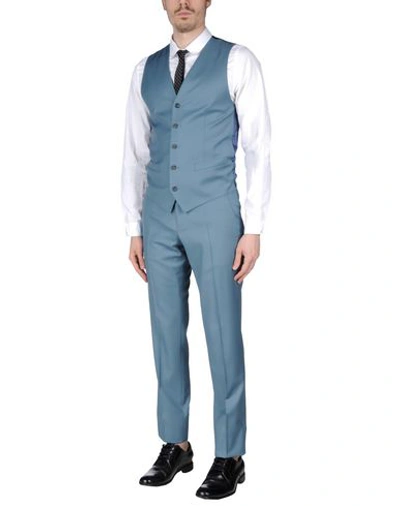 Shop Dolce & Gabbana Man Suit Pastel Blue Size 38 Virgin Wool
