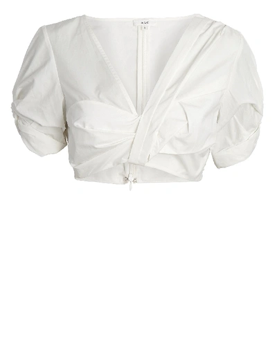 Shop A.l.c Ryan Puff Sleeve Cotton Crop Top In White