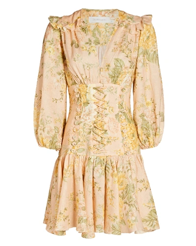 Shop Zimmermann Amelie Floral Corset Mini Dress In Multi