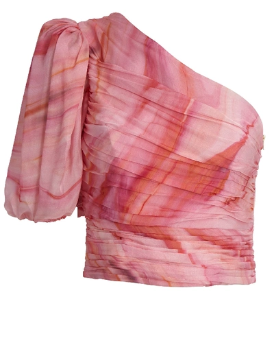 Shop Aiifos Megan Pleated One-shoulder Top In Pink