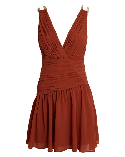 Shop Aiifos Emily Pleated Chiffon Mini Dress In Orange