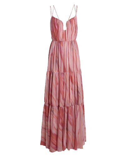 Shop Aiifos Madeleine Pleated Sleeveless Maxi Dress In Pink