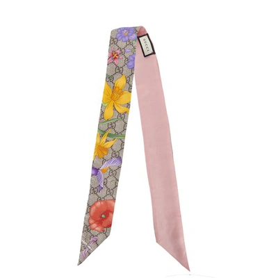 Shop Gucci Flora Neck Bow In Pink