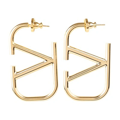 Shop Valentino Logo Earrings In Oro 18