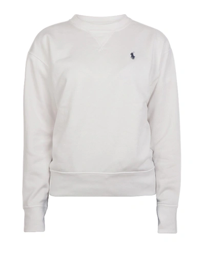 Shop Polo Ralph Lauren Logo Embroidery Sweatshirt In White
