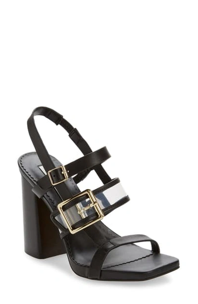 Shop Karl Lagerfeld Marlow Slingback Sandal In Black/ Clear Leather