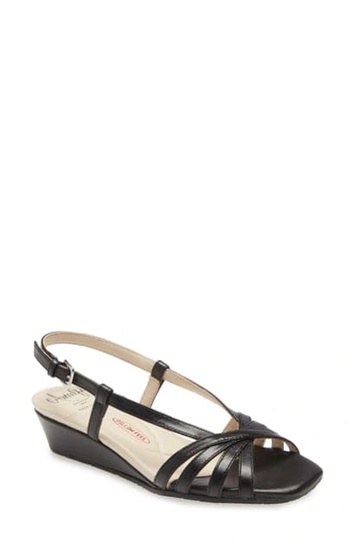 Shop Amalfi By Rangoni Mark Wedge Sandal In Black Palis Leather