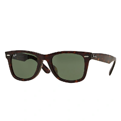 Ray Ban Original Wayfarer Classic Sunglasses Tortoise Frame Green Lenses 52-22 In Tortoise