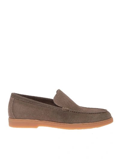 Shop Berwick 1707 Contrasting Sole Loafers In Taupe Gray In Grey