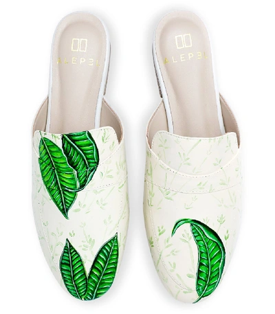 Shop Alepel Bamboo Leaves White Mule In Multi