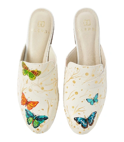 Shop Alepel Neon Butterfly White Mule In Multi