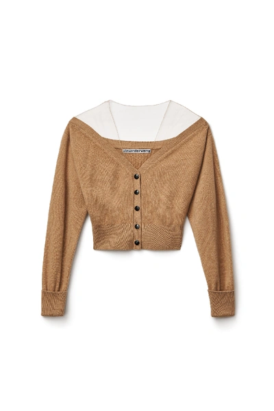Shop Alexander Wang Fitted Cropped Cardigan In Neutral
