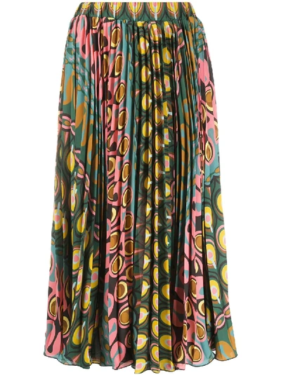Shop La Doublej Soleil Graphic-print Skirt In Green
