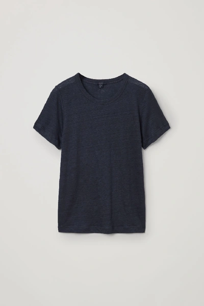 Shop Cos Linen Relaxed T-shirt In Black