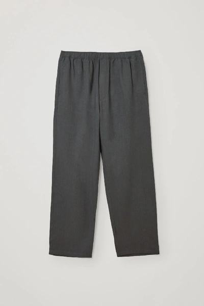Shop Cos Lyocell-linen Mix Wide Leg Trousers In Grey