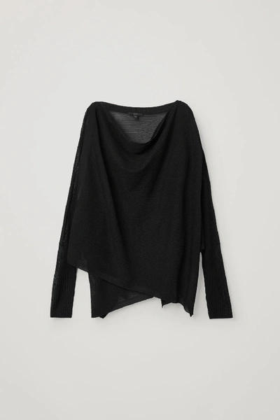 Shop Cos Draped Knitted Cardigan In Black