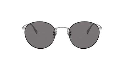 Oliver Peoples Ov1186s Coleridge Sun Metal And Crystal Round Sunglasses In Carbon Grey