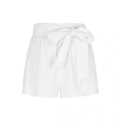 Shop Alice And Olivia Linn White Linen-blend Shorts
