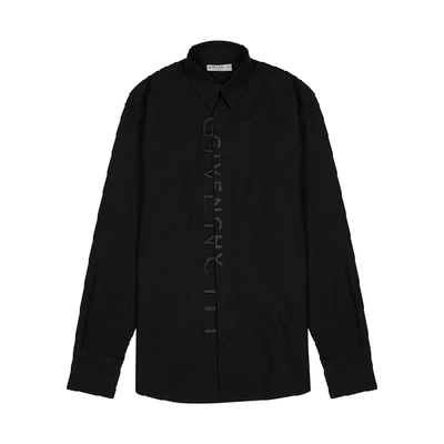 Shop Givenchy Black Logo-embroidered Cotton Shirt