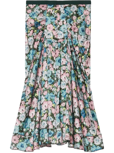 Shop Marc Jacobs The 40's Floral-print Silk Skirt In Blue