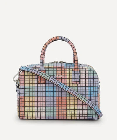 Shop Ganni Textured Leather Handbag In Multicolour