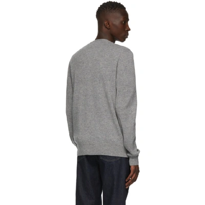 Shop Acne Studios Grey V-neck Patch Cardigan In Greymelange