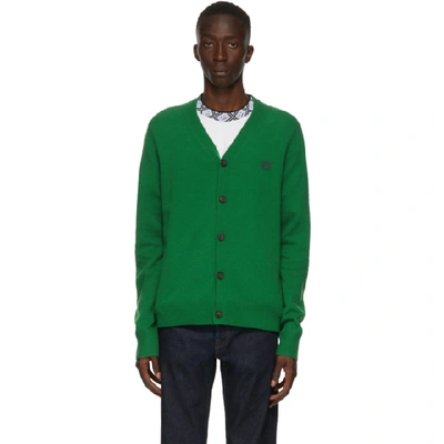 Shop Acne Studios Green V-neck Patch Cardigan In Deepgreen