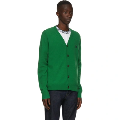 Shop Acne Studios Green V-neck Patch Cardigan In Deepgreen