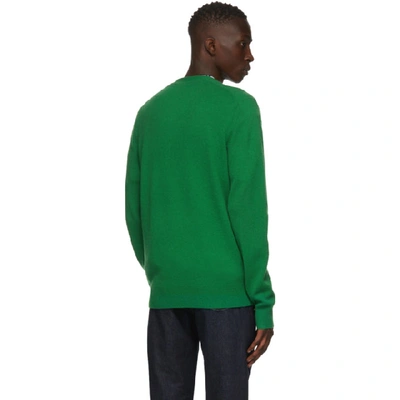 Shop Acne Studios Green V-neck Patch Cardigan In Deepgreen