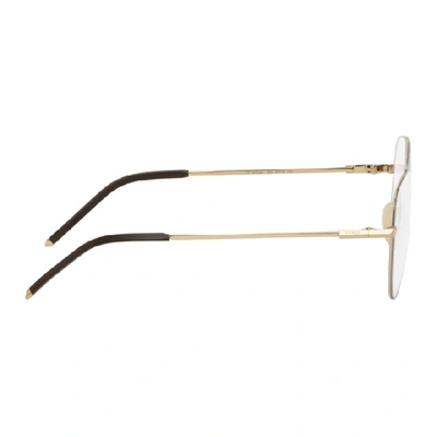 Shop Fendi Gold And Brown Aviator Glasses In 0j5g Gold