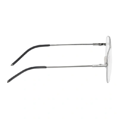 Shop Fendi Gunmetal & Silver Aviator Glasses In 0kj1 Dk Rut