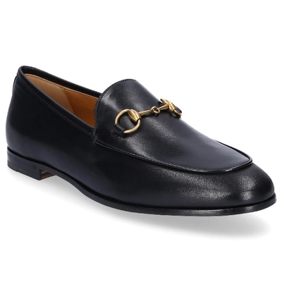 Shop Gucci Loafers Jordan Calfskin Logo Black