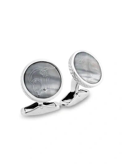 Shop Zegna Sterling Silver & Mother-of-pearl Monkey Cufflinks