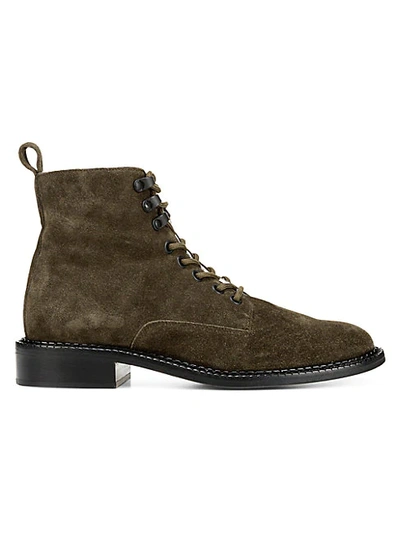 Shop Vince Cabria Shearling-trim Suede Combat Boots In Alpine