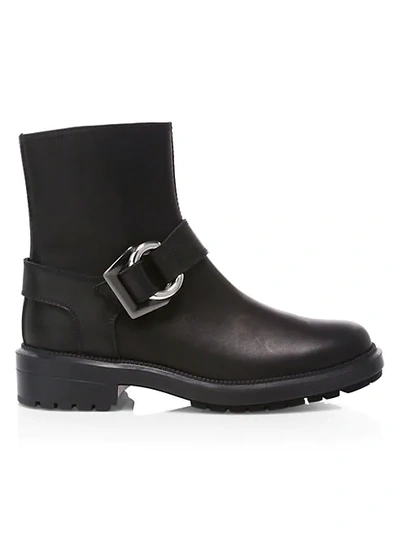 Shop Aquatalia Lexie Leather Moto Boots In Black