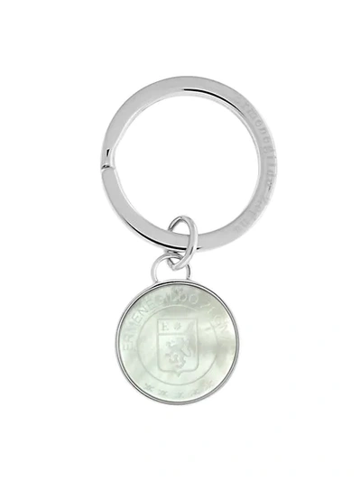 Shop Zegna Rhodium & Mother-of-pearl Signature Logo Keyring