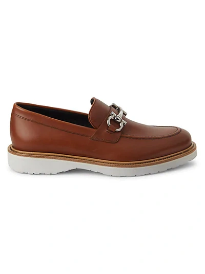 Shop Ferragamo Collin Leather Loafers In Cuoio