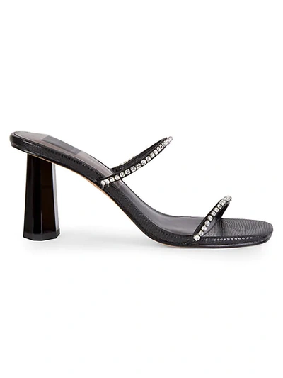 Shop Dolce Vita Naylin Embossed Leather Sandals In Onyx