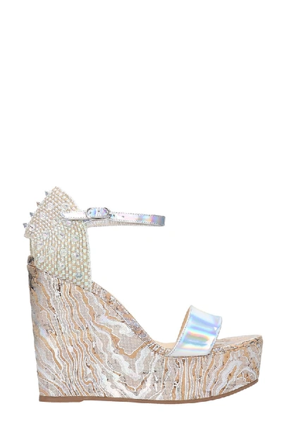 Shop Christian Louboutin Bellamonica 120 Wedges In Silver Leather