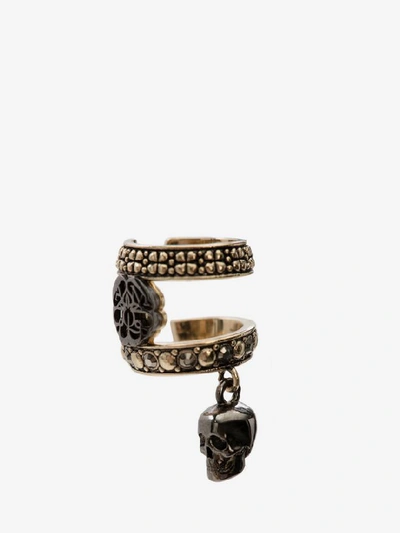 Shop Alexander Mcqueen Skull And Charm Seal Ear Cuff In Gold