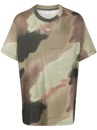 Shop Off-white Camouflage Stencil Logo T-shirt