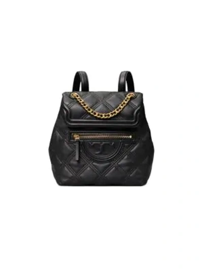 Shop Tory Burch Mini Fleming Leather Backback In Black