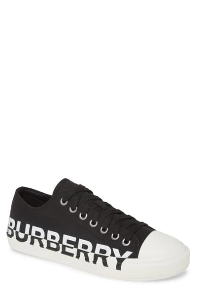 Shop Burberry Larkhall Graphic Logo Sneaker In Black / Optic White