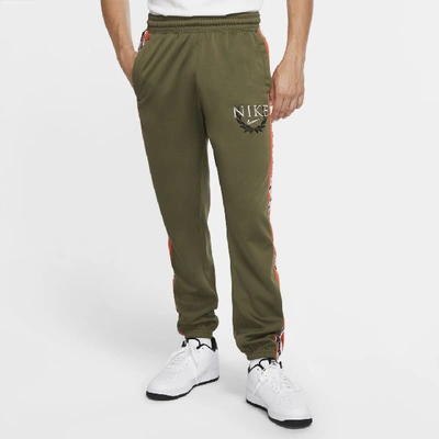 Shop Nike Spotlight Men's Basketball Pants In Medium Olive,team Orange,white