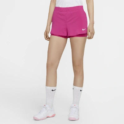 Shop Nike Court Flex Women's Tennis Shorts In Vivid Pink,white