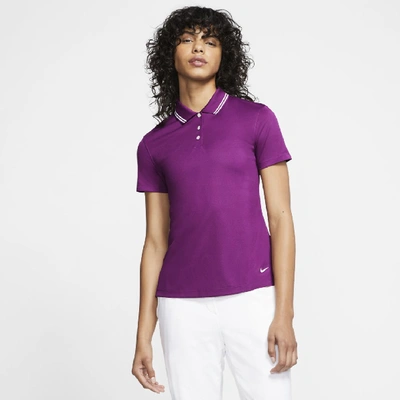 Shop Nike Dri-fit Victory Womenâs Golf Polo In Vivid Purple,white,white