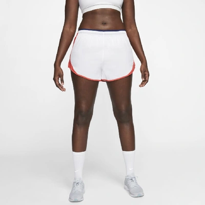 Shop Nike Tempo Luxe Blue Ribbon Sports Women's 3" Running Shorts In White,track Red,blue Void