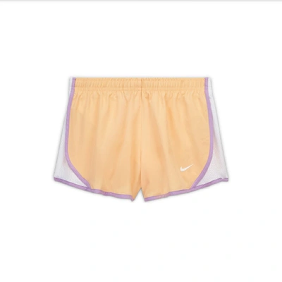 Shop Nike Dri-fit Tempo Big Kids' Running Shorts In Orange Chalk,white,violet Star,white