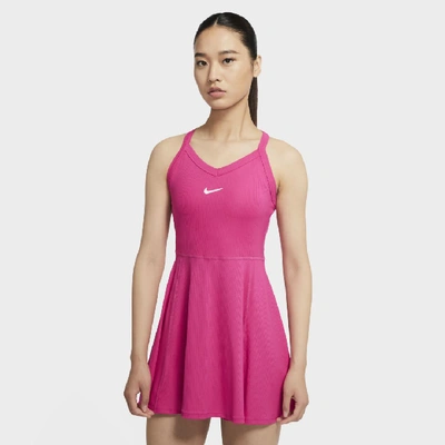 Shop Nike Court Dri-fit Women's Tennis Dress In Vivid Pink,white